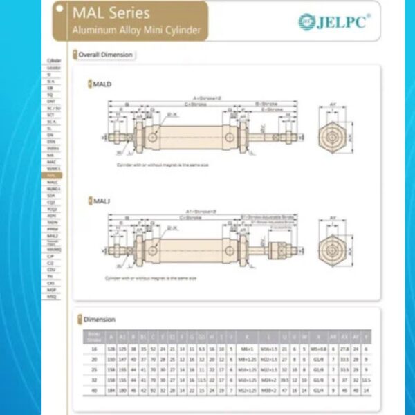 Double Acting JELPC Aluminum Mini Air Cylinder - Image 3