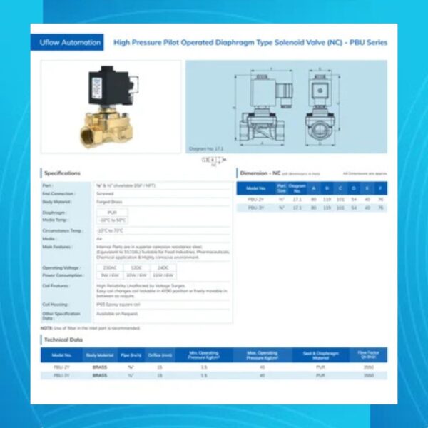 HIGH PRESSURE PILOT OPERATED DIAPHRAGM TYPE SOLENOID VALVE (NC) - Image 2