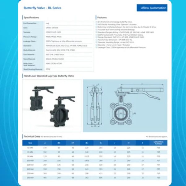 Hand Lever Operated Lug Type Butterfly Valve - Image 2