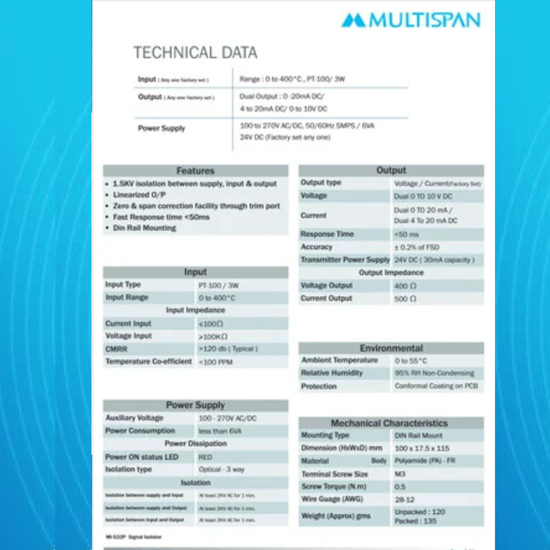 MULTISPAN MI-532P Signal Isolator-Temperature Input - Image 2