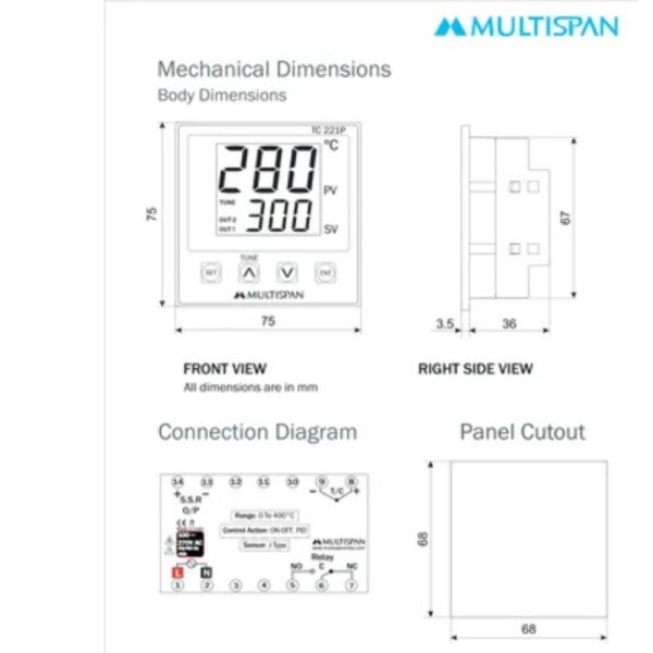 MULTISPAN PID Temperature ControllerTC-221P - Image 5
