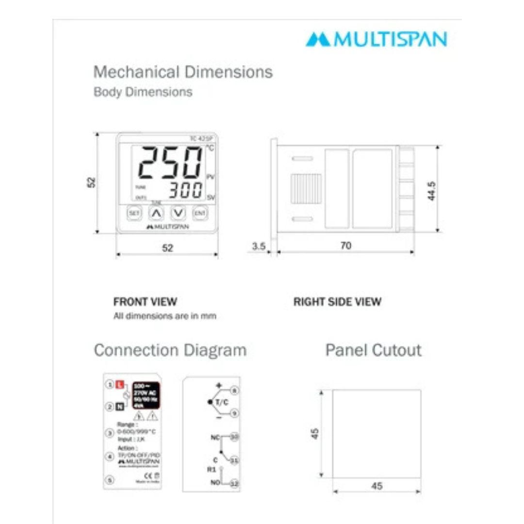 MULTISPAN Single Output UTC 421P PID Temperature Controller - Image 5