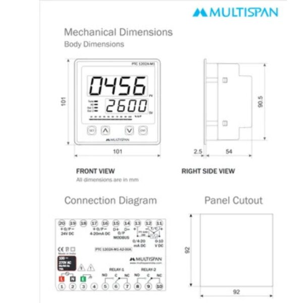 MULTISPAN Universal Input PID Controller PTC-1202A-M1 - Image 3