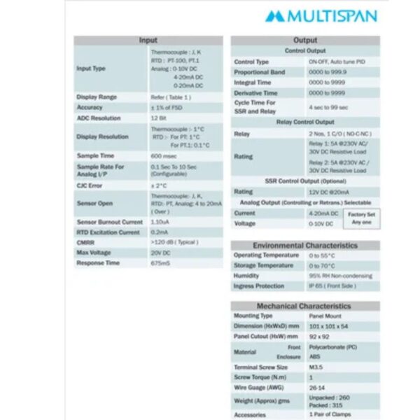 MULTISPAN Universal Input PID Controller PTC-1202A-M1 - Image 5