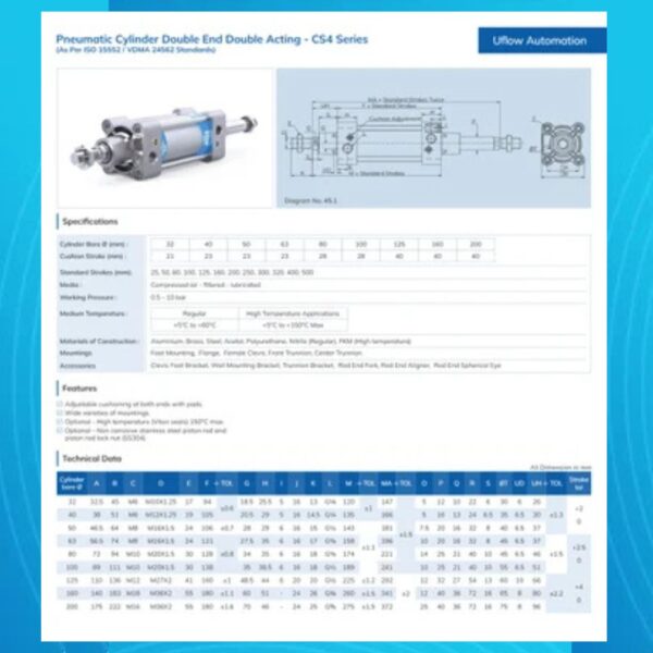 Pneumatic Cylinder Double End Double Acting - Image 2