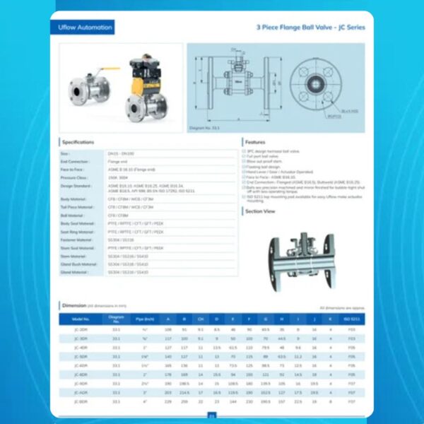 Stainless Steel (SS) 3 Piece Flange Ball Valve - Image 2