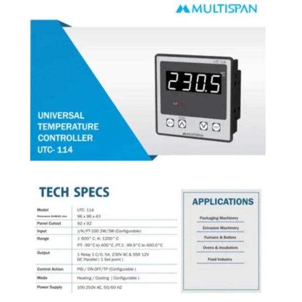 Universal PID Temperature Controller MULTISPAN UTC-114 - Image 4