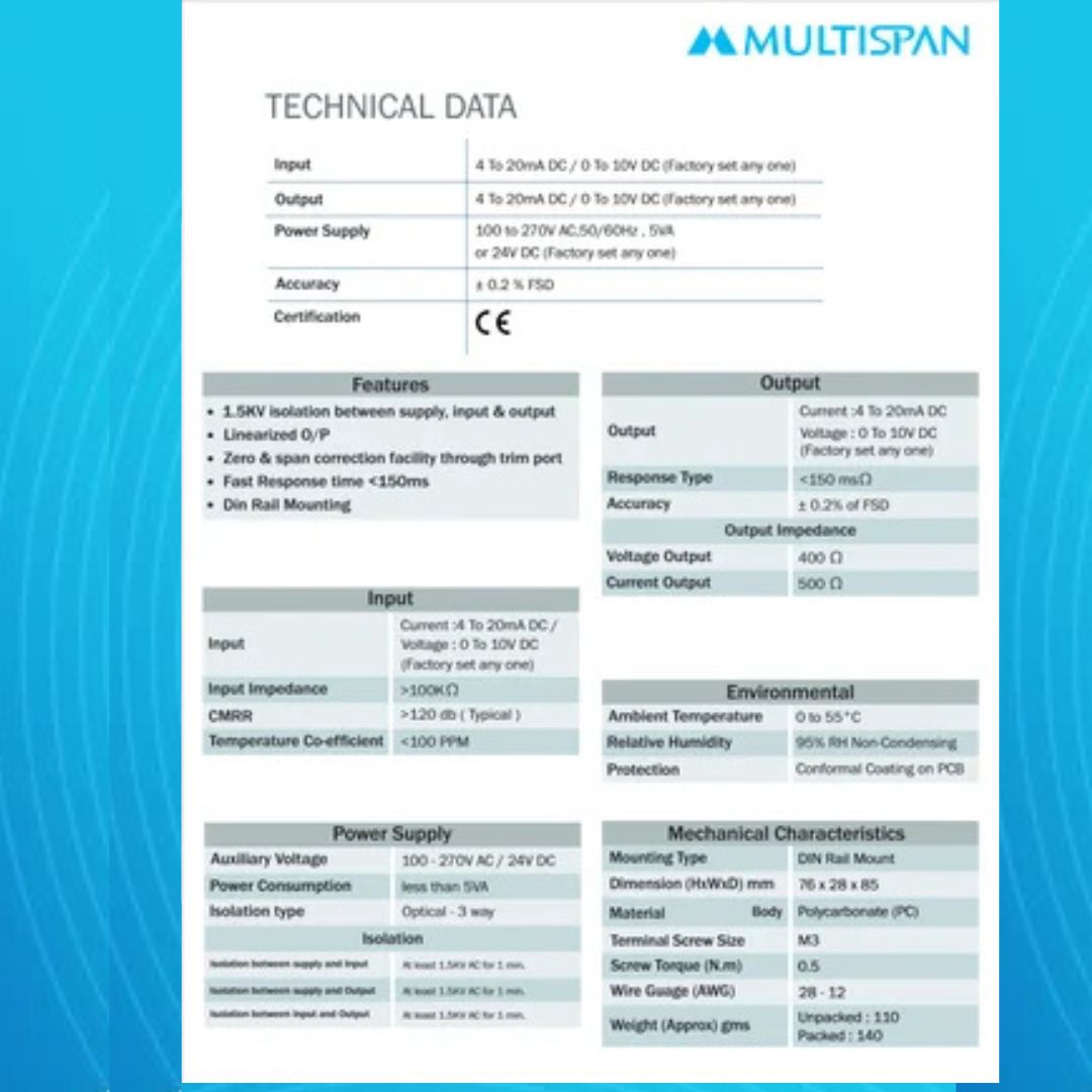 Vertical 4mA MULTISPAN MI-632 Signal Isolator - Image 3